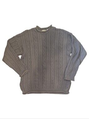 Vtg Ann Taylor Roll Neck/Cuff Sweater 100% Cotton Made In Hong Kong Sz Med Gray